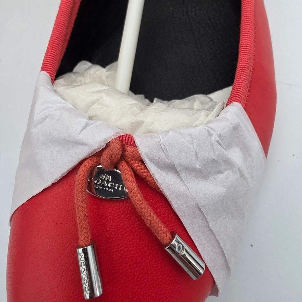 Coach Lara Silk Nappa Ballet Flats Womens 11 Orange Leather Q7642‎ Ballet Flat - Picture 2 of 4